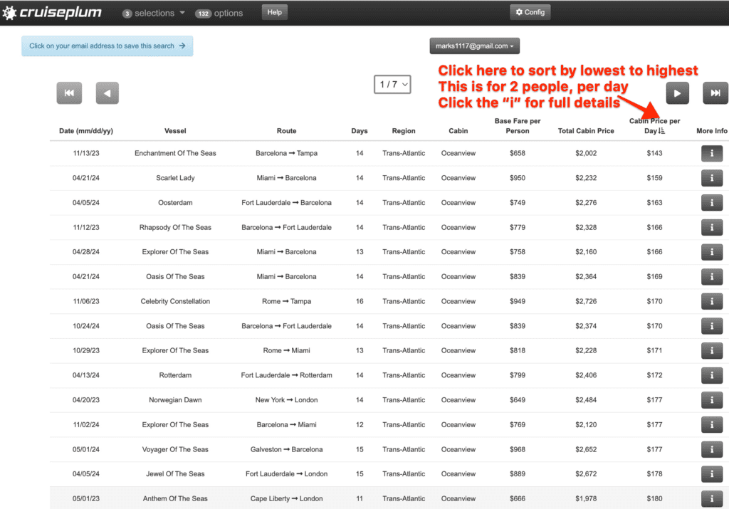 CruisePlum repositioning cruise search results