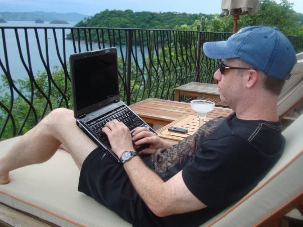 Mark on his laptop in Costa Rica in 2009