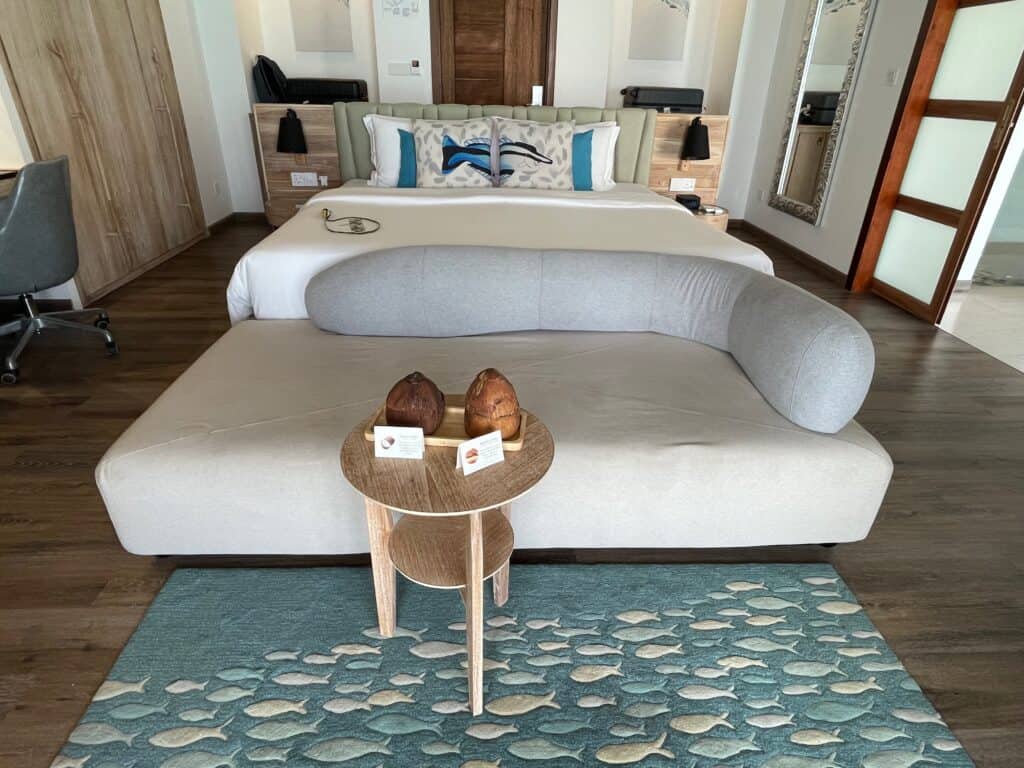 Water villa bedroom Fushifaru Maldives