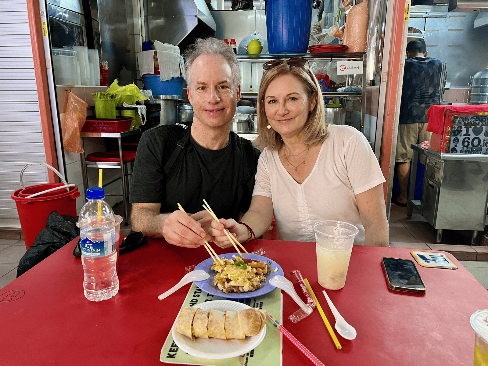 Mark and Monica on a food tour in Singapore