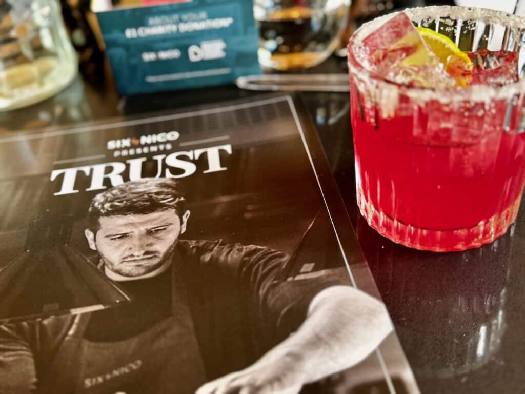 Hibiscus & Mezcal Margarita at Six by Nico in Cardiff