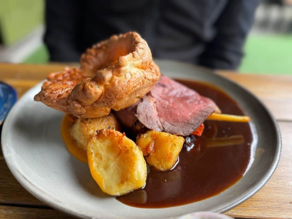Roast Sirloin of Beef - Sunday Roast at the Cow & Sow in Bristol England