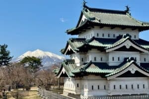 Hirosaki Castle and Mt Iwaki in Aomori, Japan