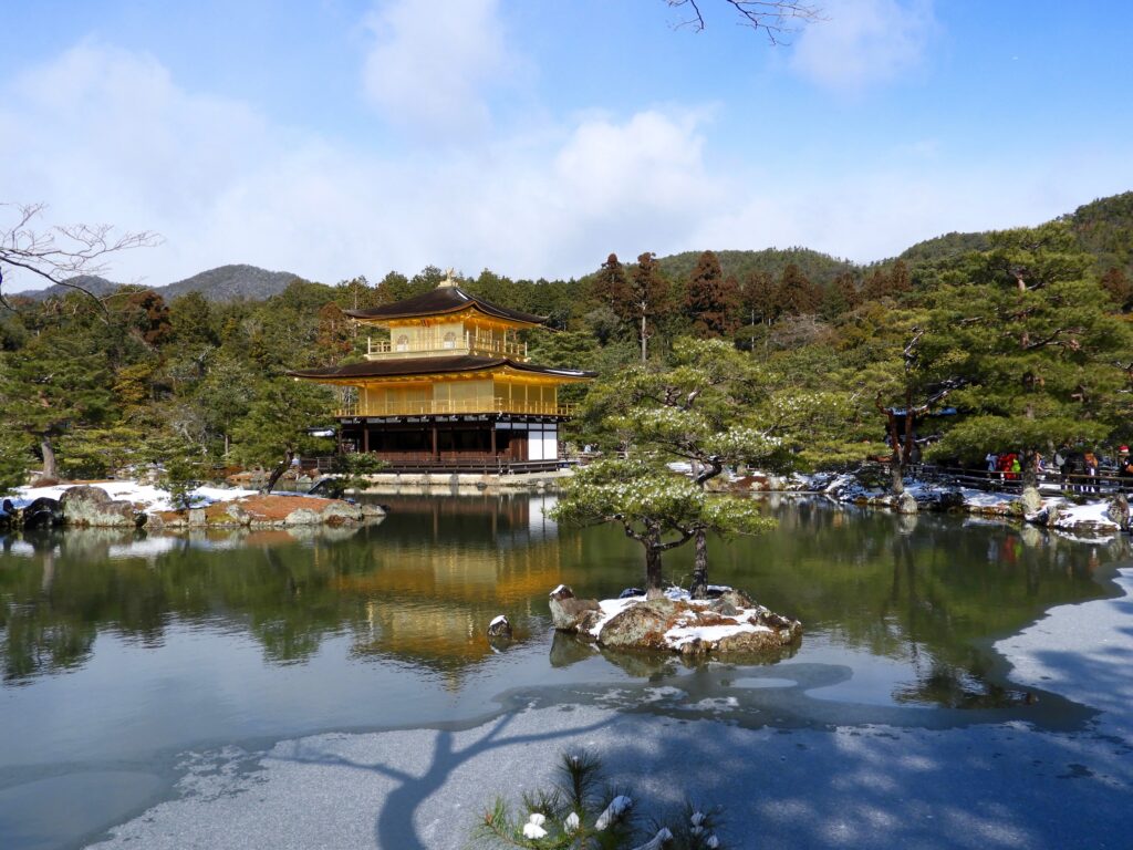 Golden Temple in the snow in Kyoto Japan - a country to visit in 2025