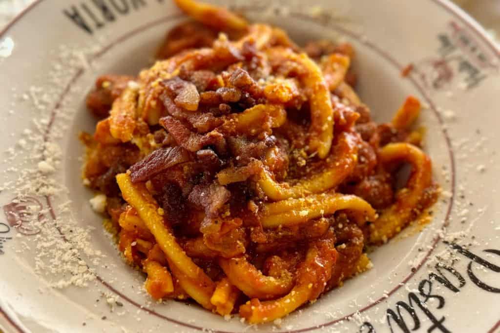 Pasta amatriciana is on the culinary journey through Rome
