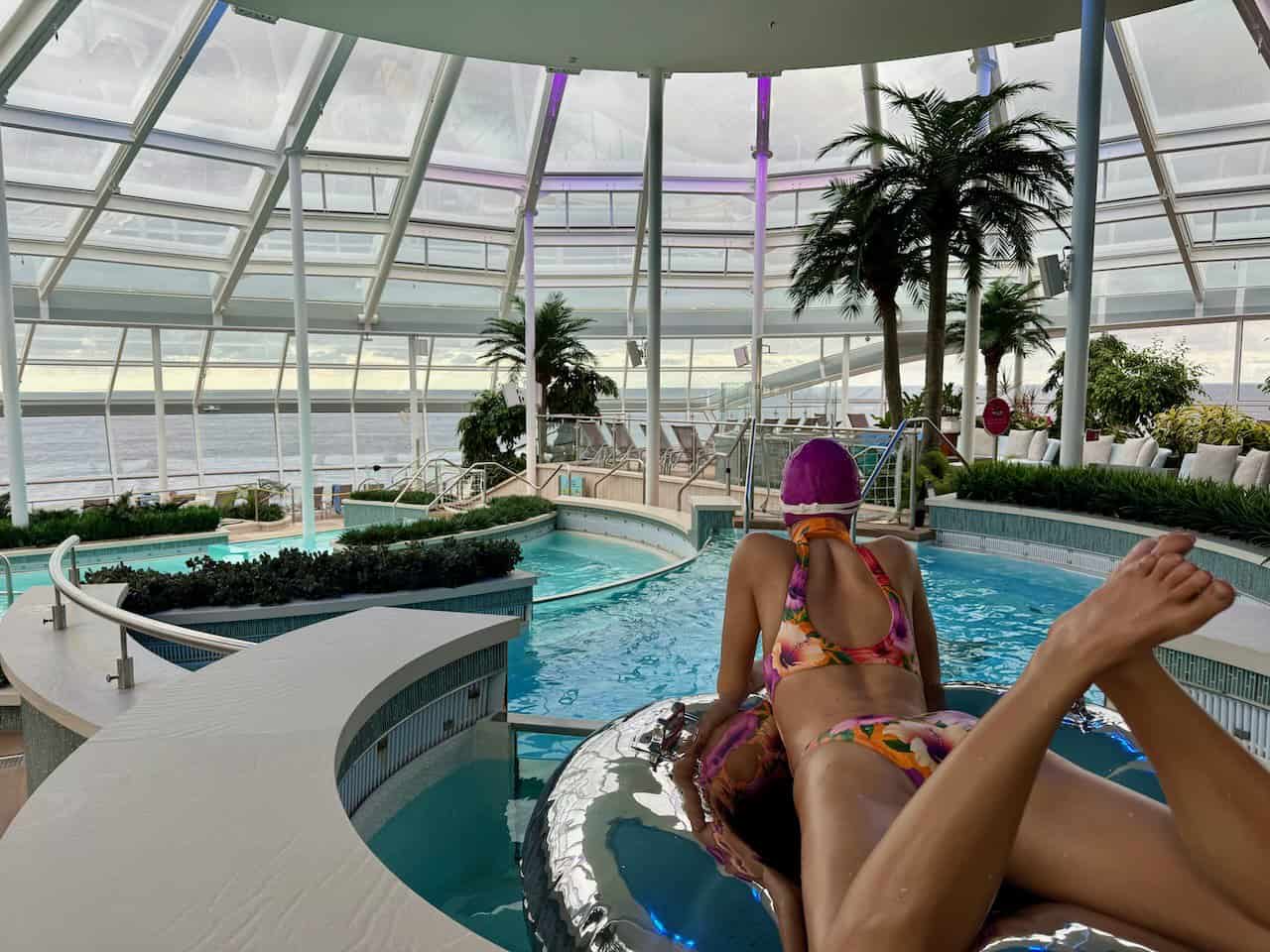 relaxing in the sanctuary on a repositioning cruise