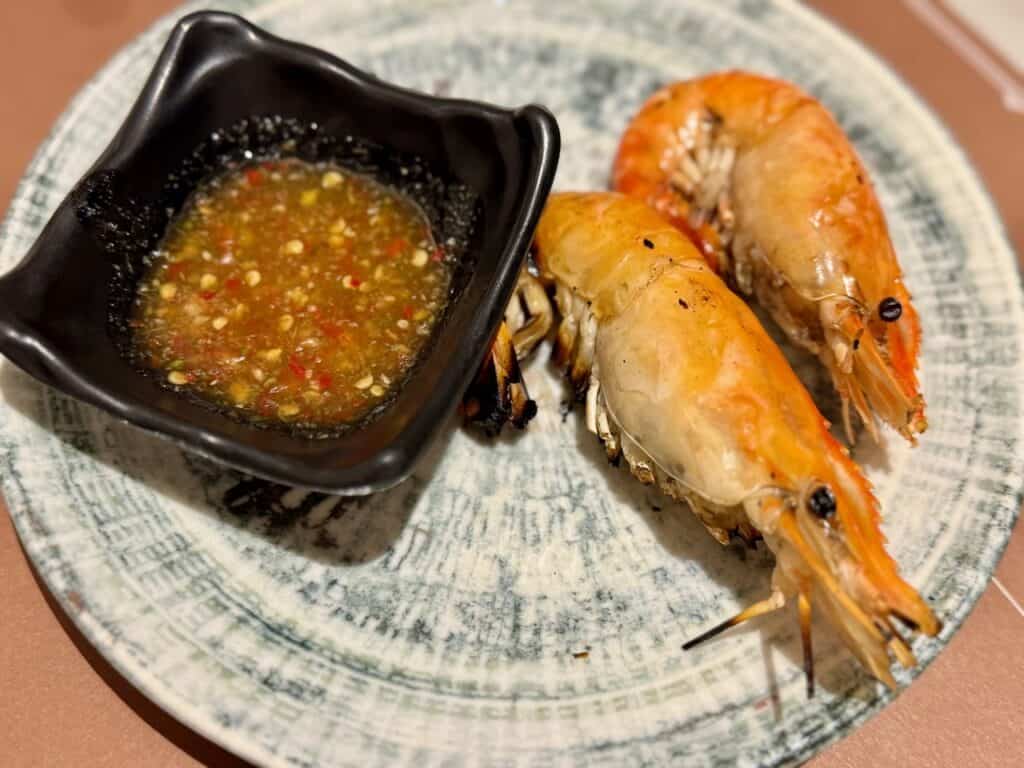 Grilled Thai river prawns