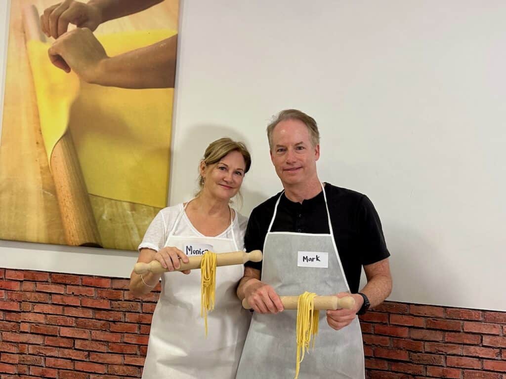 at a pasta-making class in Rome, Italy