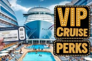 Unlocking Cruise Upgrades as illustrated by a cruise ship and vip tickets