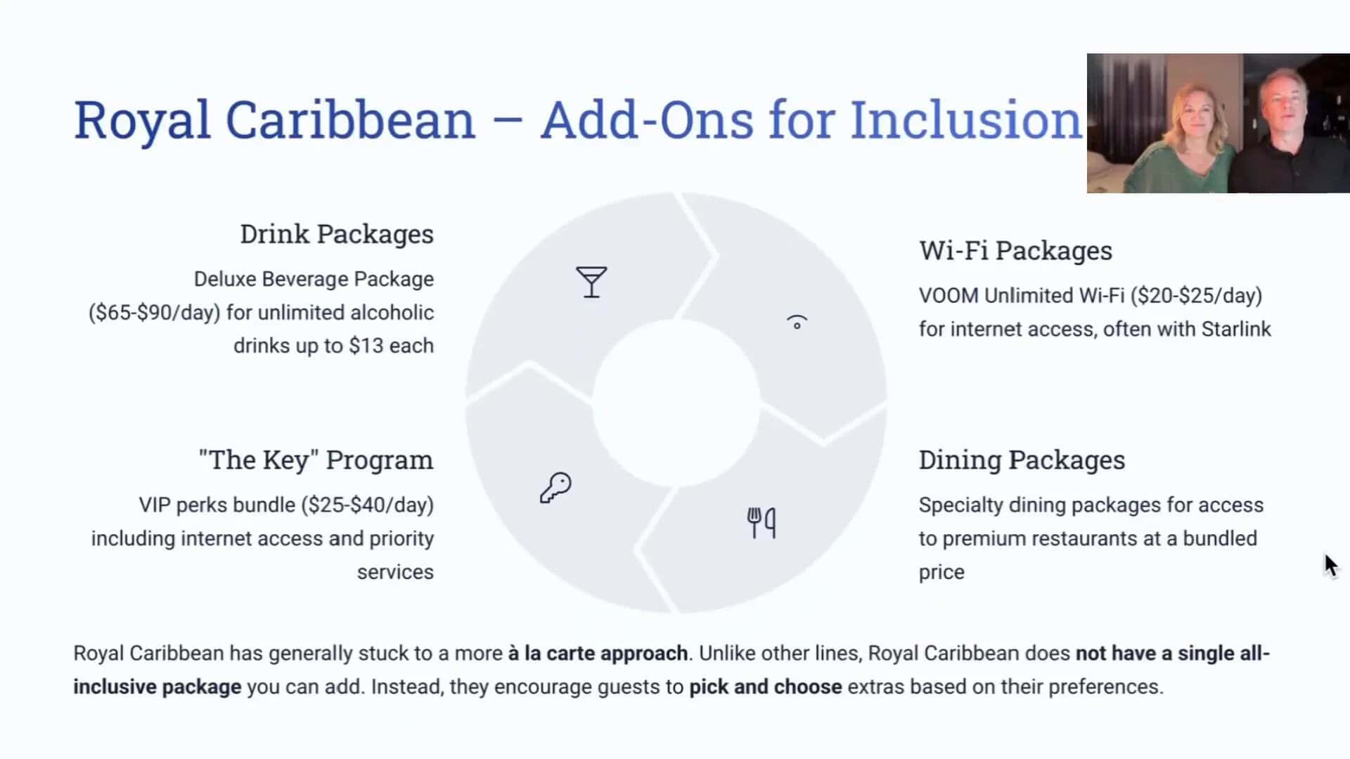 Royal Caribbean a la carte options