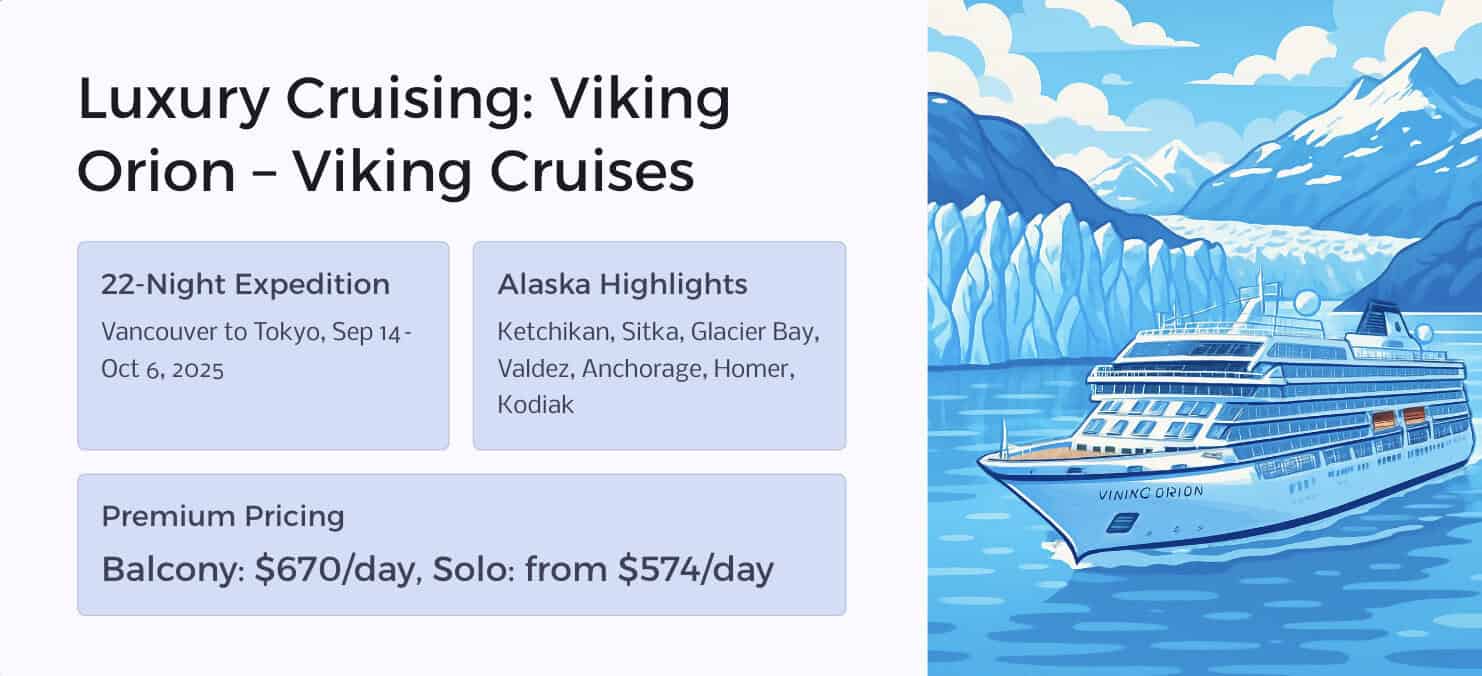 Viking Orion luxury cruise ship sailing through the Pacific