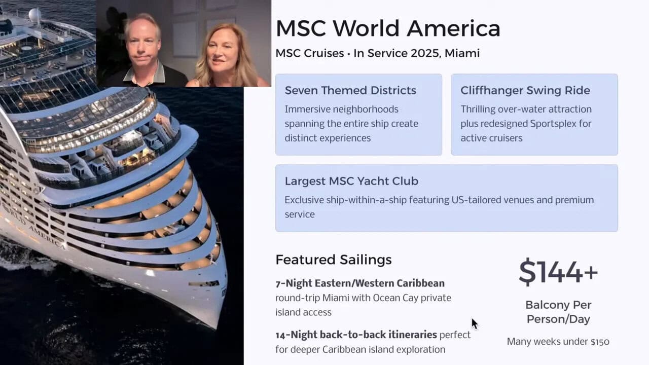 MSC World America onboard districts and attractions