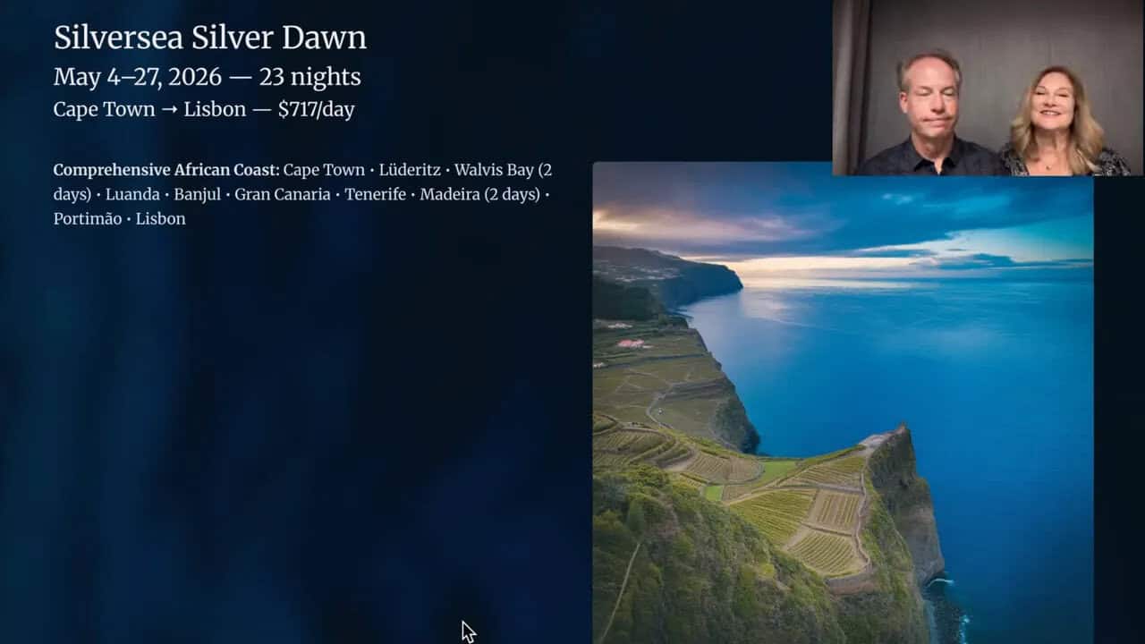 Silver Dawn voyage map from Cape Town to Lisbon