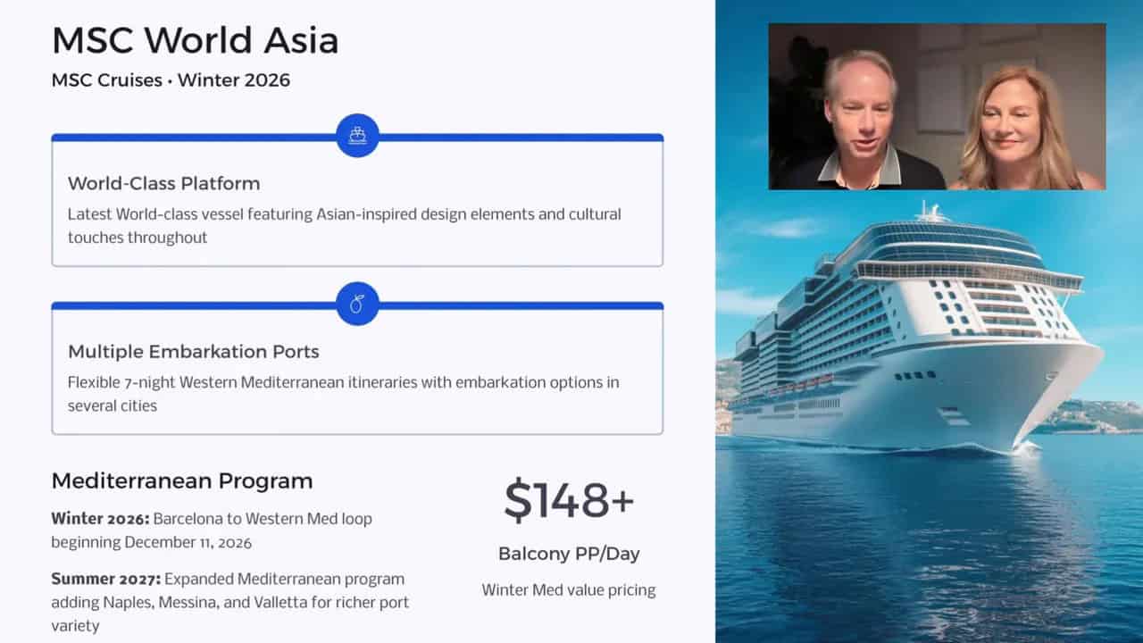 MSC World Asia exterior and Asian-themed interiors