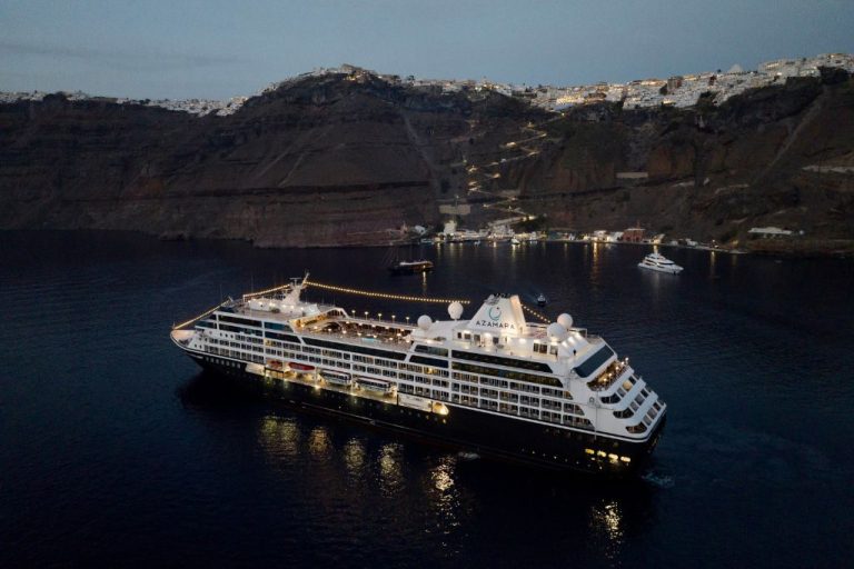 Azamara Journey sits off the coast of Europe