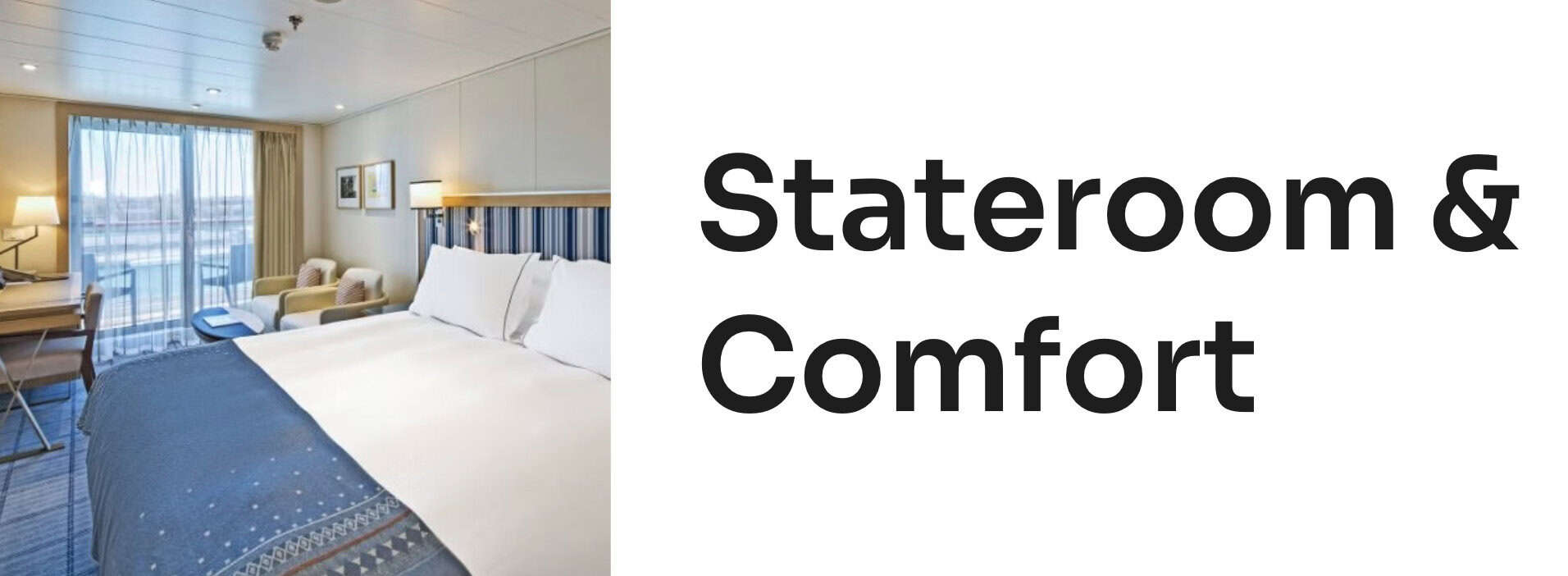 Viking stateroom penthouse veranda interior with bed, seating area and balcony