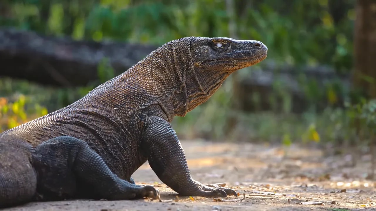 Komodo dragon on Komodo Island, Indonesia in a jungle setting